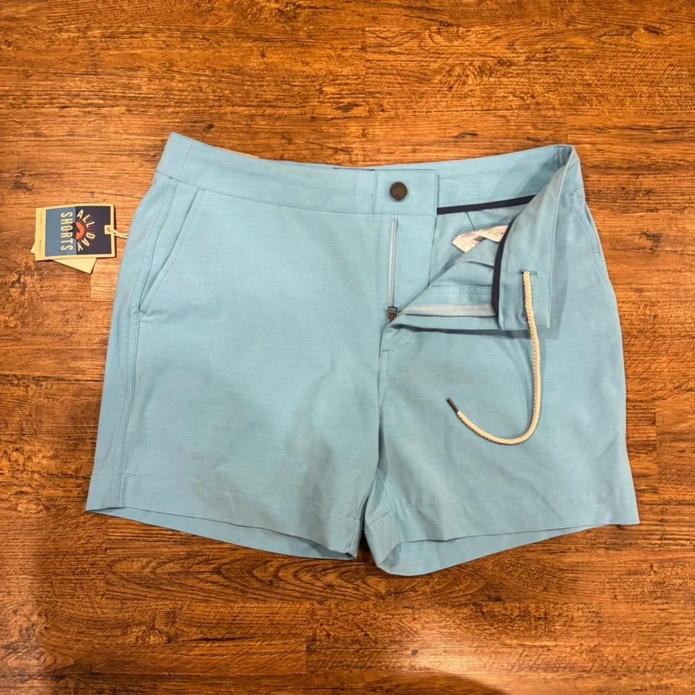 Faherty Summer Blue Teal Performance Casual Golf Chino All Day Shorts Men's 33x5